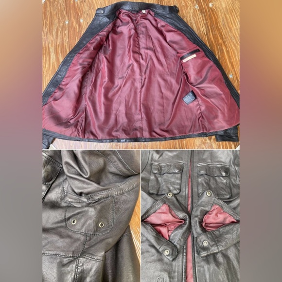 Size 3 Ted Baker Leather Motorcycle Cafe Racer Style Jacket Soft Sheepskin - Picture 3 of 4